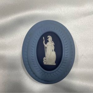 Wedgwood Jasperware Tricolored Blues/ White Oval Trinket Box